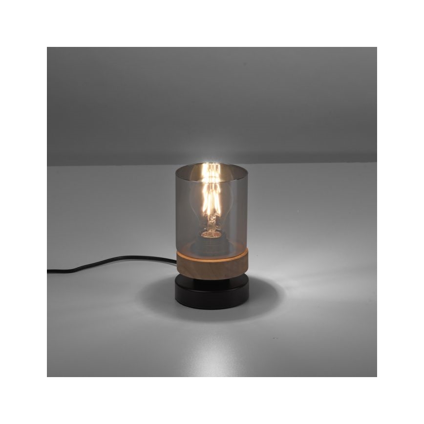 JUST LIGHT. 11310-18 - Bordslampa PASQUAL 1xE27/40W/230V svart/gummiträd