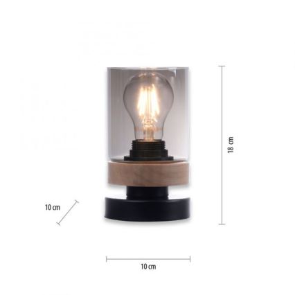 JUST LIGHT. 11310-18 - Bordslampa PASQUAL 1xE27/40W/230V svart/gummiträd