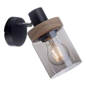 JUST LIGHT. 11311-18 - Väggspotlight PASQUAL 1xE27/40W/230V svart/gummiträd