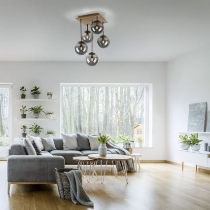 JUST LIGHT. 11395-79 - Pendelkrona WIDOW 5xE14/25W/230V ek