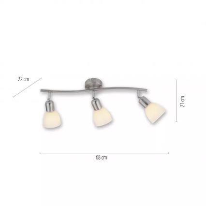 JUST LIGHT. 11953-55 - Spotlampa KARO 3xE14/40W/230V matt krom