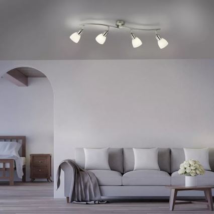 JUST LIGHT. 11954-55 - Takspot KARO 4xE14/40W/230V mattkrom