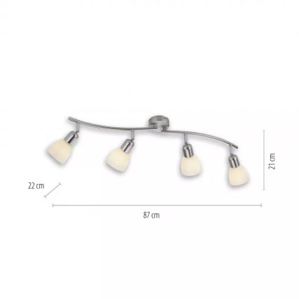 JUST LIGHT. 11954-55 - Takspot KARO 4xE14/40W/230V mattkrom