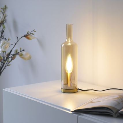 JUST LIGHT. 14006-27 - Bordslampa BOTTLE 1xE14/25W/230V beige/rökfärgad
