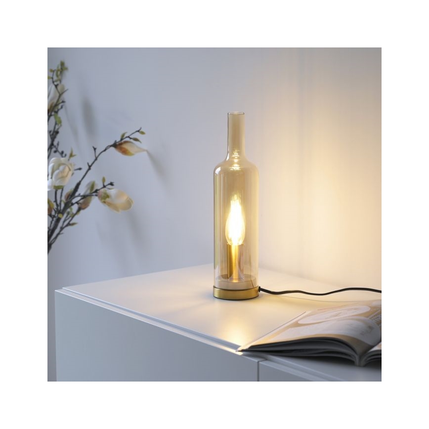 JUST LIGHT. 14006-27 - Bordslampa BOTTLE 1xE14/25W/230V beige/rökfärgad