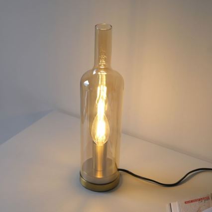 JUST LIGHT. 14006-27 - Bordslampa BOTTLE 1xE14/25W/230V beige/rökfärgad