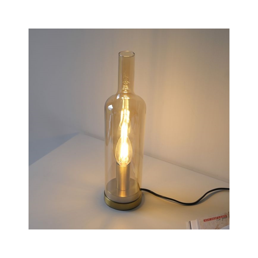 JUST LIGHT. 14006-27 - Bordslampa BOTTLE 1xE14/25W/230V beige/rökfärgad