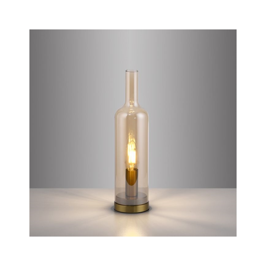 JUST LIGHT. 14006-27 - Bordslampa BOTTLE 1xE14/25W/230V beige/rökfärgad