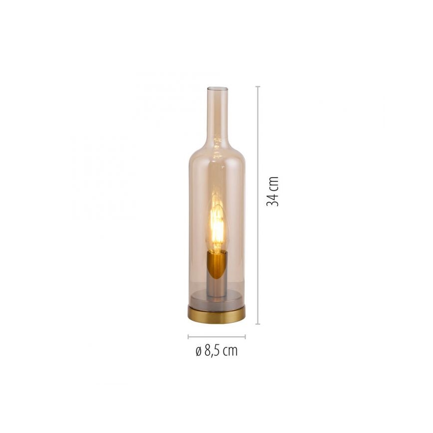 JUST LIGHT. 14006-27 - Bordslampa BOTTLE 1xE14/25W/230V beige/rökfärgad
