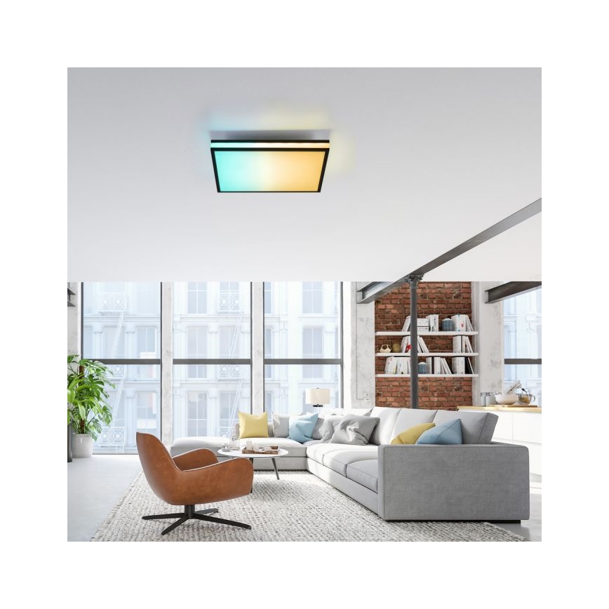 JUST LIGHT. 14110-18 - LED RGBW Dimbar taklampa MARIO BLACK LED/19,5W/230V 2700-5000K + fjärrkontroll