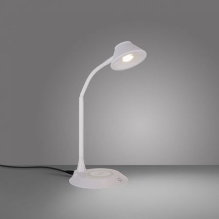 JUST LIGHT. 14414-16 - Dimbbar, flexibel touchstyrd LED-bordslampa med trådlös laddning PUCKI LED/4,5W/230V vit