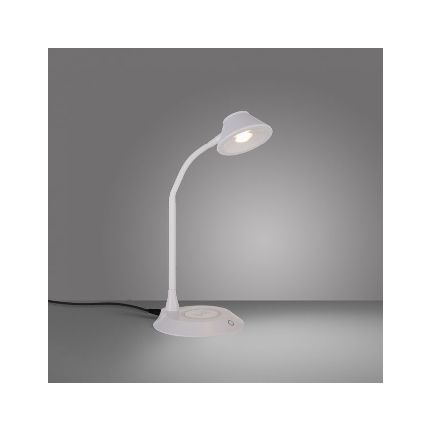 JUST LIGHT. 14414-16 - Dimbbar, flexibel touchstyrd LED-bordslampa med trådlös laddning PUCKI LED/4,5W/230V vit