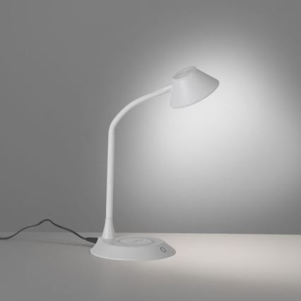 JUST LIGHT. 14414-16 - Dimbbar, flexibel touchstyrd LED-bordslampa med trådlös laddning PUCKI LED/4,5W/230V vit