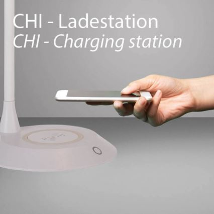 JUST LIGHT. 14414-16 - Dimbbar, flexibel touchstyrd LED-bordslampa med trådlös laddning PUCKI LED/4,5W/230V vit