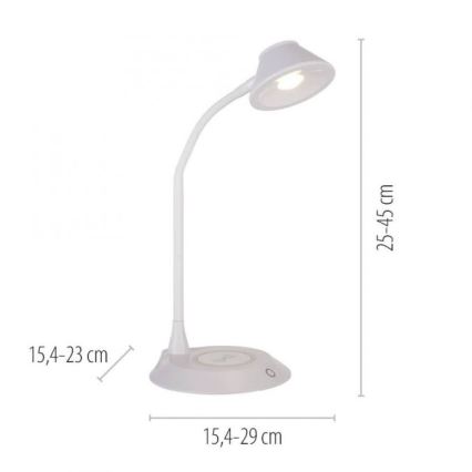 JUST LIGHT. 14414-16 - Dimbbar, flexibel touchstyrd LED-bordslampa med trådlös laddning PUCKI LED/4,5W/230V vit