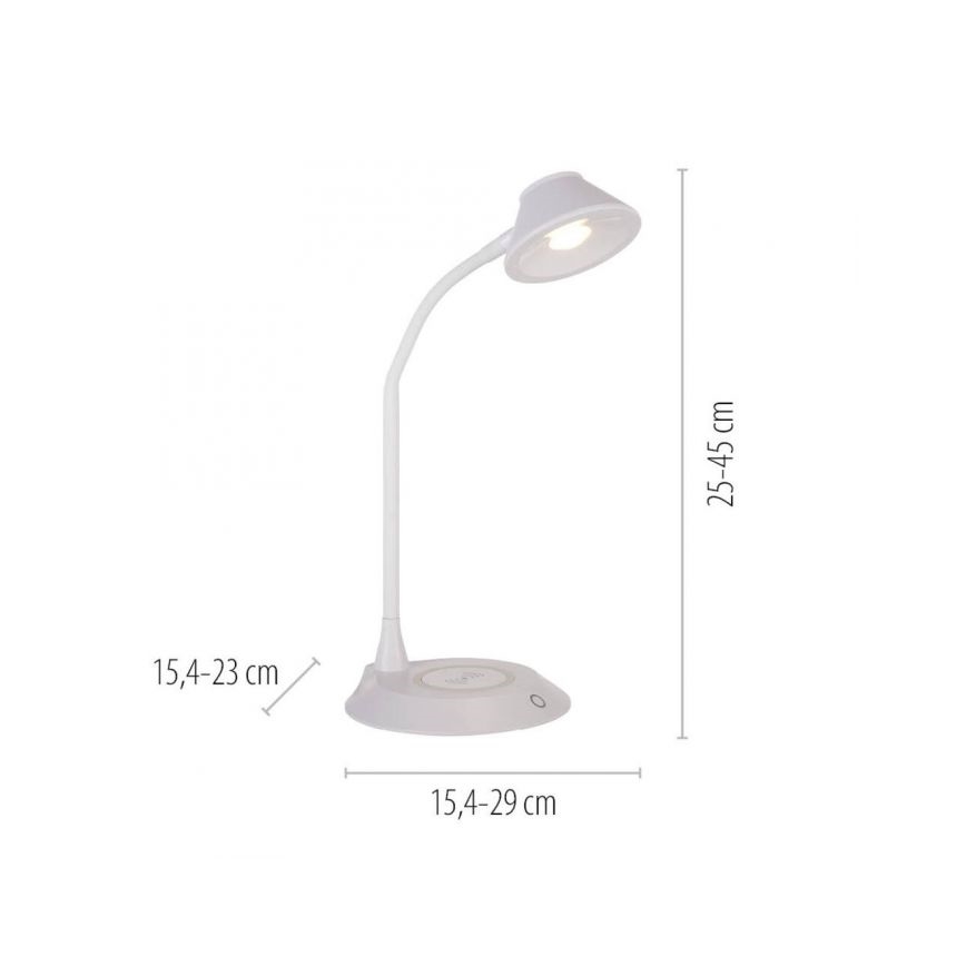 JUST LIGHT. 14414-16 - Dimbbar, flexibel touchstyrd LED-bordslampa med trådlös laddning PUCKI LED/4,5W/230V vit