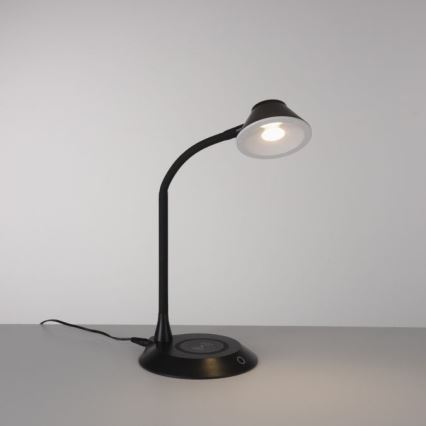 JUST LIGHT. 14414-18 - Dimmbar flexibel beröringsstyrd LED-bordslampa med trådlös laddning PUCKI LED/4,5W/230V svart