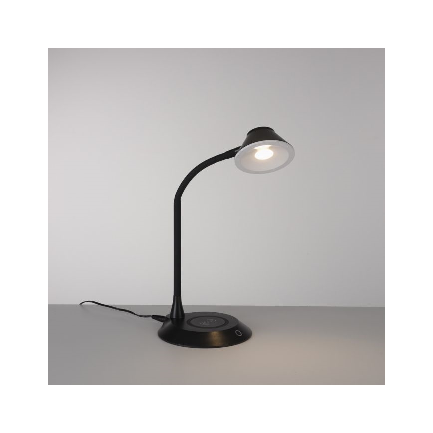 JUST LIGHT. 14414-18 - Dimmbar flexibel beröringsstyrd LED-bordslampa med trådlös laddning PUCKI LED/4,5W/230V svart
