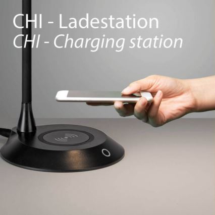 JUST LIGHT. 14414-18 - Dimmbar flexibel beröringsstyrd LED-bordslampa med trådlös laddning PUCKI LED/4,5W/230V svart