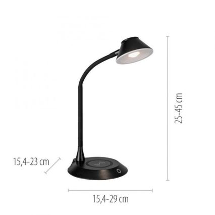 JUST LIGHT. 14414-18 - Dimmbar flexibel beröringsstyrd LED-bordslampa med trådlös laddning PUCKI LED/4,5W/230V svart