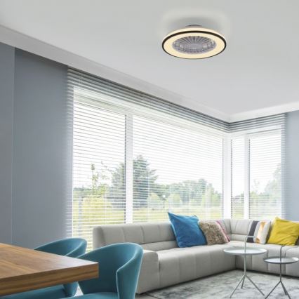 JUST LIGHT. 14447-18 - LED RGBW Dimmbar takfläkt med belysning LENO LED/44W/230V 3000-6500K Ø 48,6 cm vit + fjärrkontroll