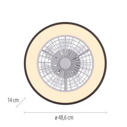 JUST LIGHT. 14447-18 - LED RGBW Dimmbar takfläkt med belysning LENO LED/44W/230V 3000-6500K Ø 48,6 cm vit + fjärrkontroll