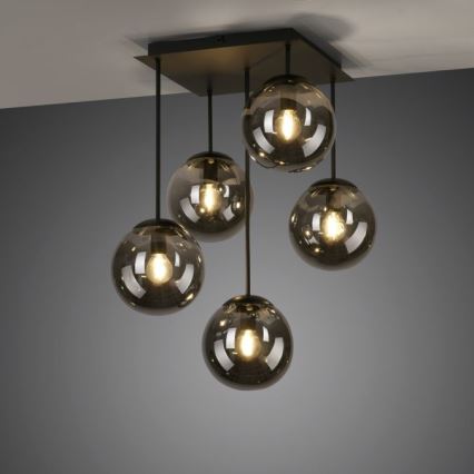 JUST LIGHT. 14602-18 - Pendelkrona WIDOW 5xE14/25W/230V svart