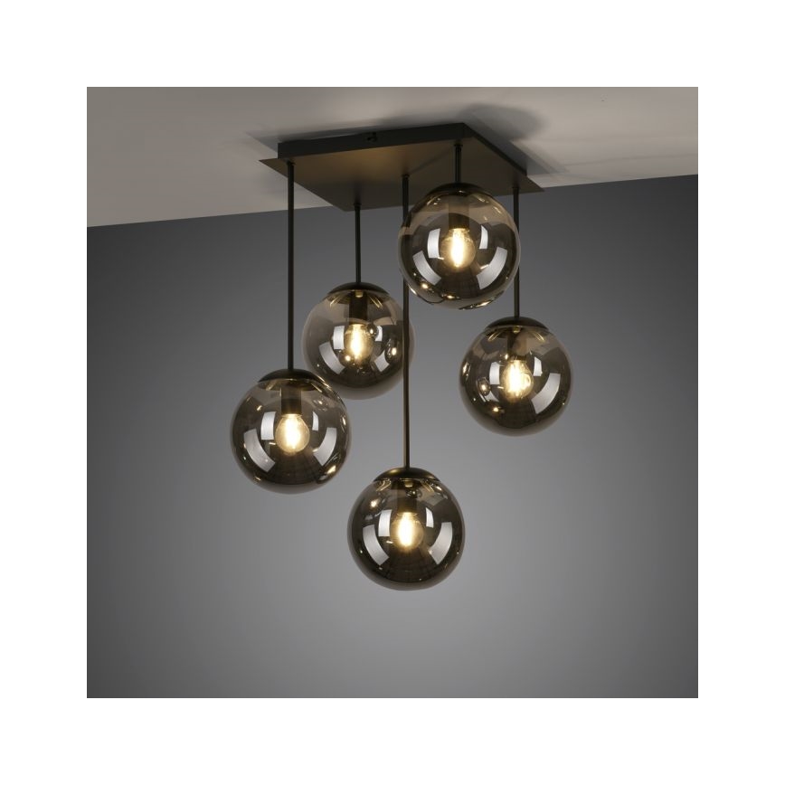 JUST LIGHT. 14602-18 - Pendelkrona WIDOW 5xE14/25W/230V svart