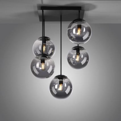 JUST LIGHT. 14602-18 - Pendelkrona WIDOW 5xE14/25W/230V svart