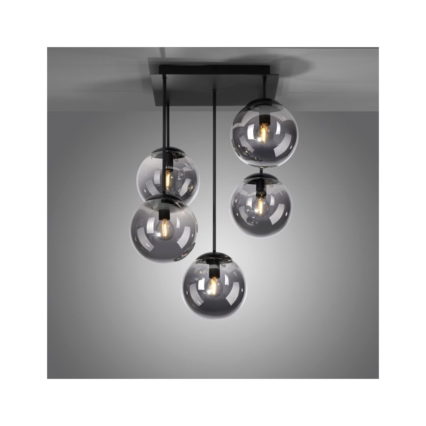 JUST LIGHT. 14602-18 - Pendelkrona WIDOW 5xE14/25W/230V svart