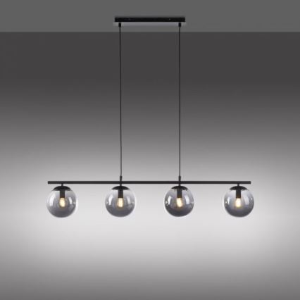 JUST LIGHT. 14604-18 - Ljuskrona med textilsladd WIDOW 4xE14/25W/230V svart