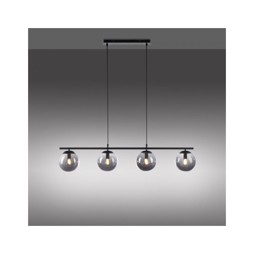 JUST LIGHT. 14604-18 - Ljuskrona med textilsladd WIDOW 4xE14/25W/230V svart