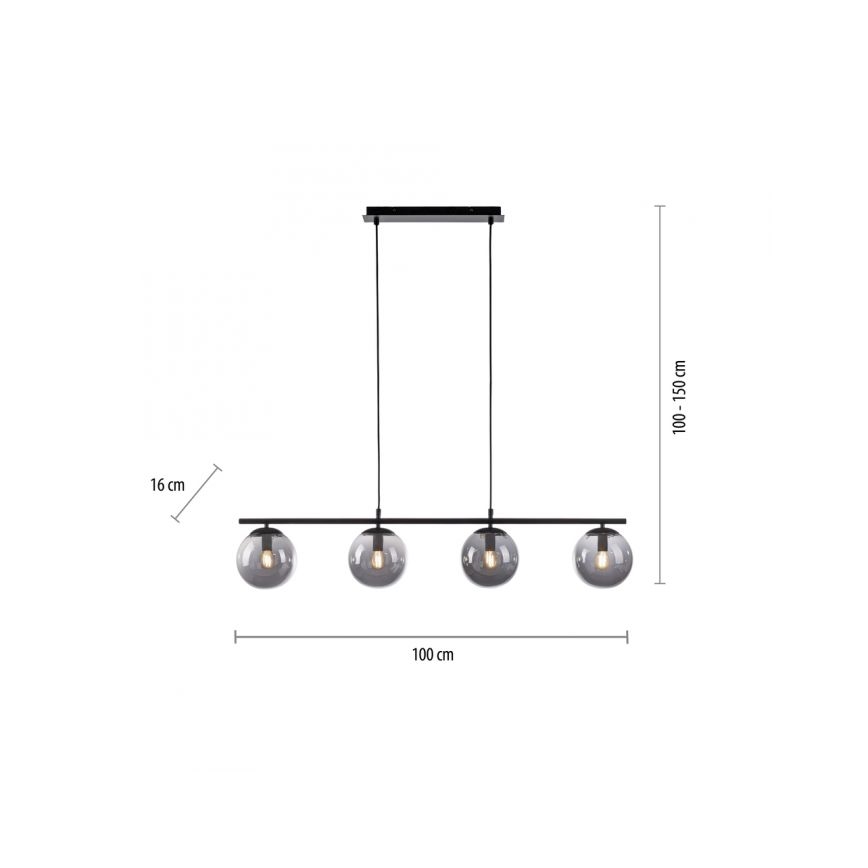 JUST LIGHT. 14604-18 - Ljuskrona med textilsladd WIDOW 4xE14/25W/230V svart