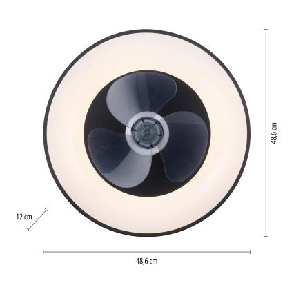 JUST LIGHT. 14644-18 - LED Dimbar taklampa med fläkt VENIKA LED/36W/230V diameter 48,6 cm 2700-5000K + fjärrkontroll