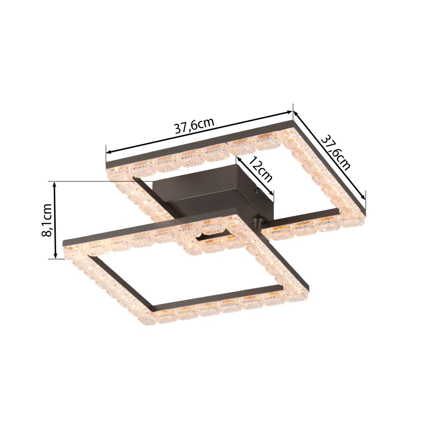 JUST LIGHT. 14732-18 - LED-taklampa GLITRA LED/17,5W/230V 37,6x37,6 cm svart