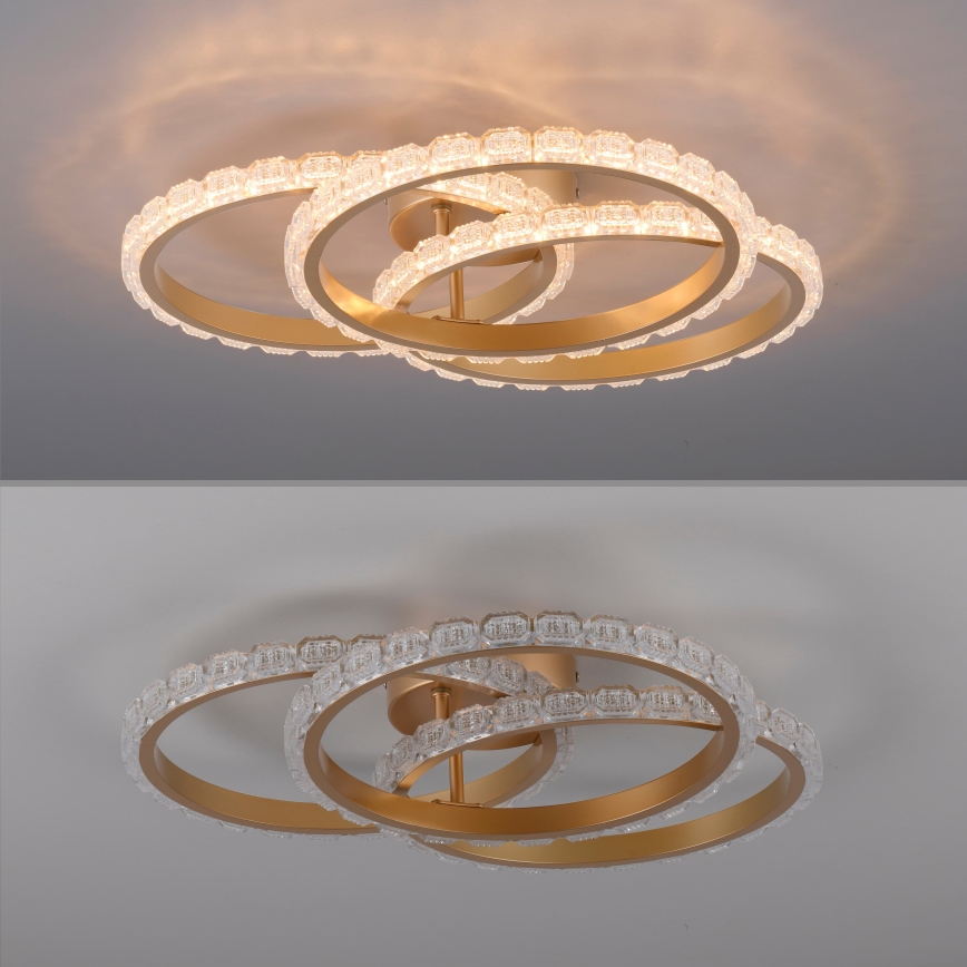 JUST LIGHT. 14734-60 - LED taklampa GLITRA LED/37W/230V Ø 50 cm guldfärgad