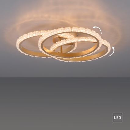 JUST LIGHT. 14734-60 - LED taklampa GLITRA LED/37W/230V Ø 50 cm guldfärgad