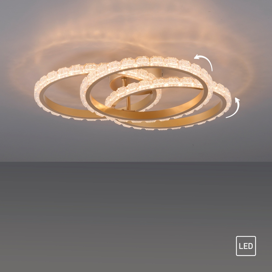 JUST LIGHT. 14734-60 - LED taklampa GLITRA LED/37W/230V Ø 50 cm guldfärgad