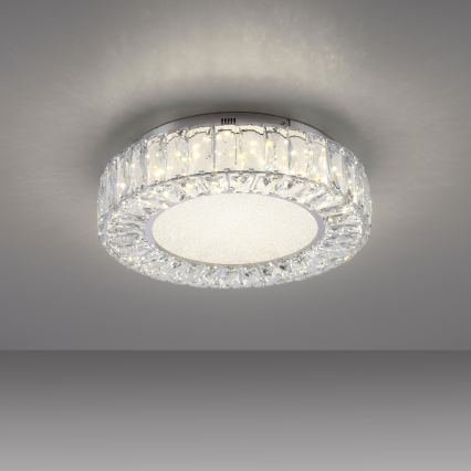 JUST LIGHT. 15221-17 - LED taklampa KULUNKA LED/32W/230V Ø 37 cm blank krom