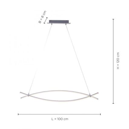 JUST LIGHT. 15382-55 - LED ljuskrona med textilsladd MAJA 2xLED/8,4W/230V matt krom