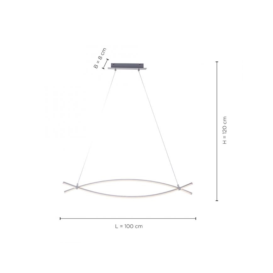 JUST LIGHT. 15382-55 - LED ljuskrona med textilsladd MAJA 2xLED/8,4W/230V matt krom