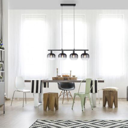 JUST LIGHT. 15421-18 - Ljuskrona med textilsladd ZEA 4xE14/25W/230V svart