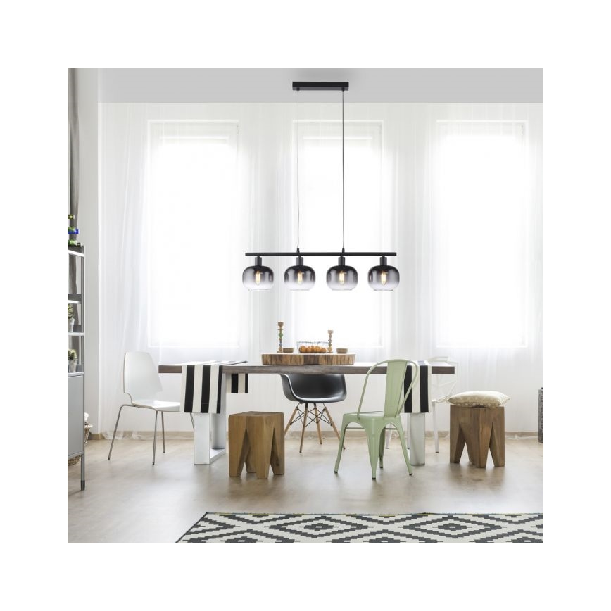 JUST LIGHT. 15421-18 - Ljuskrona med textilsladd ZEA 4xE14/25W/230V svart