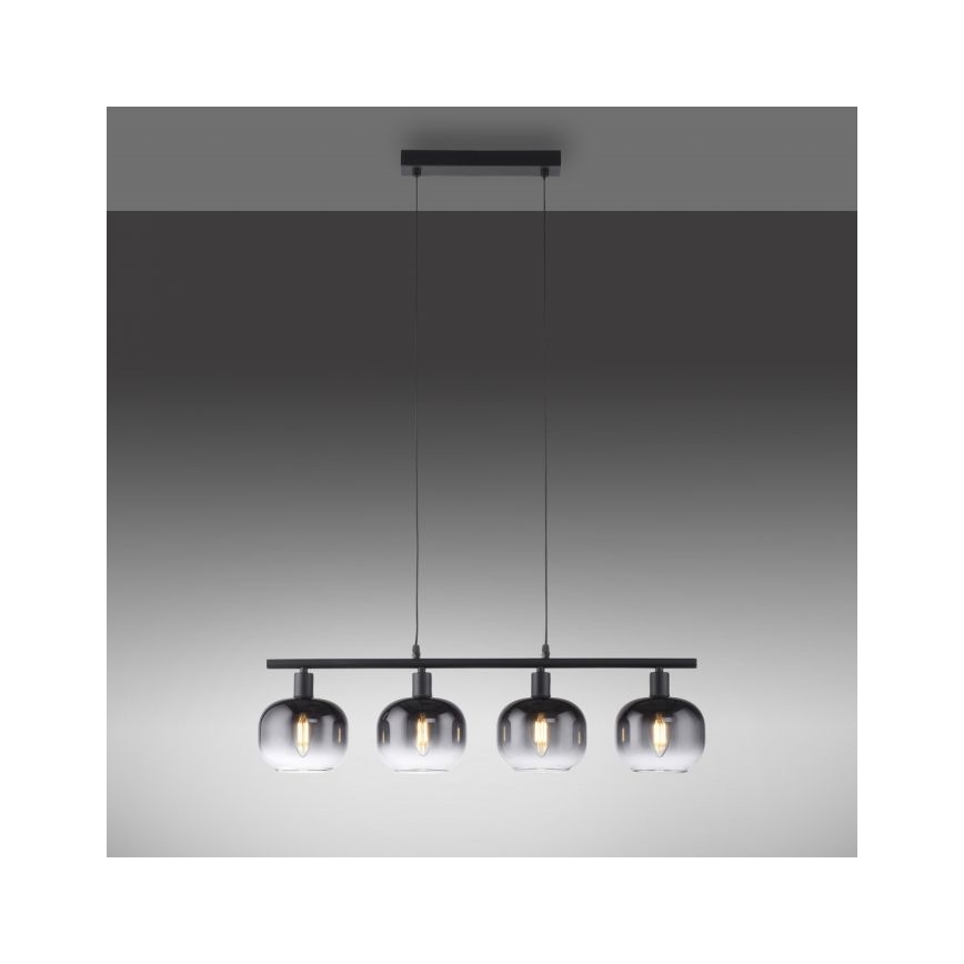 JUST LIGHT. 15421-18 - Ljuskrona med textilsladd ZEA 4xE14/25W/230V svart