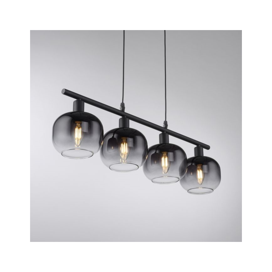 JUST LIGHT. 15421-18 - Ljuskrona med textilsladd ZEA 4xE14/25W/230V svart