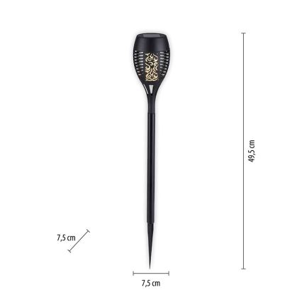 JUST LIGHT. 19106-18-3 - SET OM 3x LED Solcellslampa FACKEL LED/0,24W/1,2V 200 mAh IP44 svart