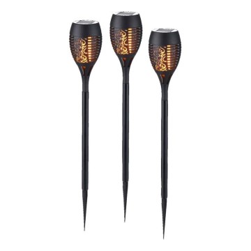 JUST LIGHT. 19106-18-3 - SET OM 3x LED Solcellslampa FACKEL LED/0,24W/1,2V 200 mAh IP44 svart