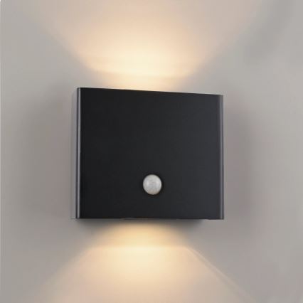 JUST LIGHT. 19471-18 - LED Utomhus vägglampa med sensor AMIN 2xLED/1,25W/3,7V 4400mAh IP44 svart