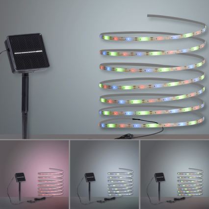 JUST LIGHT. 19971-18 - RGB-LED solcellsdriven remsa TEANIA LED/3,7 V 5 m 1200 mAh IP44 svart