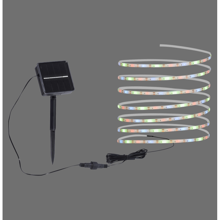 JUST LIGHT. 19971-18 - RGB-LED solcellsdriven remsa TEANIA LED/3,7 V 5 m 1200 mAh IP44 svart